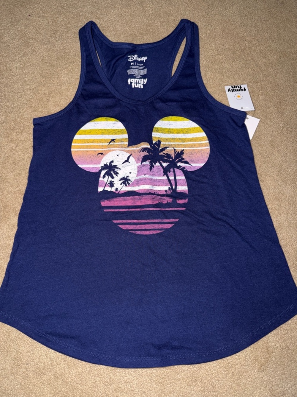 Disney Navy Tropical Mickey Sunset Tank